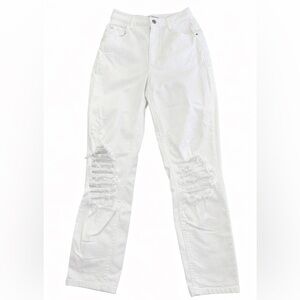 GUESS White Mom Jeans Distressed High Rise Size 25 NWOT
